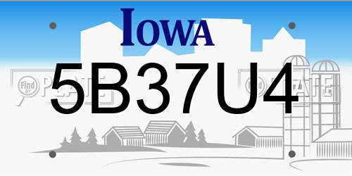 5B37U4 Iowa License Plate