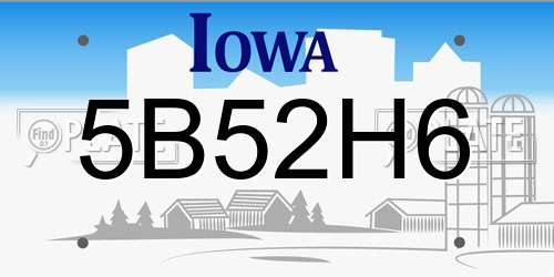 5B52H6 Iowa License Plate
