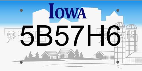 5B57H6 Iowa License Plate