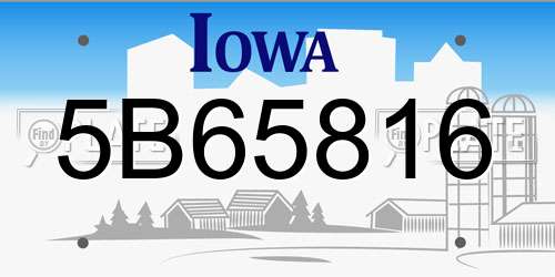 5B65816 Iowa License Plate
