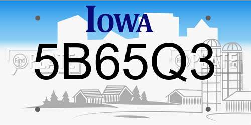 5B65Q3 Iowa License Plate