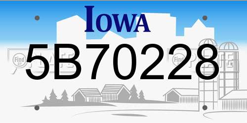 5B70228 Iowa License Plate