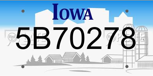 5B70278 Iowa License Plate