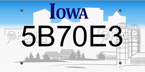 5B70E3 Iowa License Plate