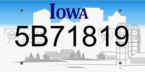 5B71819 Iowa License Plate