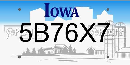5B76X7 Iowa License Plate