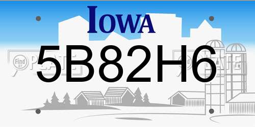 5B82H6 Iowa License Plate