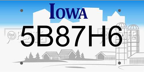 5B87H6 Iowa License Plate