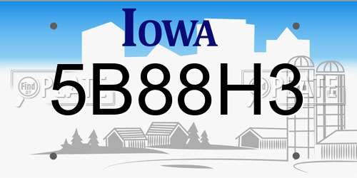 5B88H3 Iowa License Plate