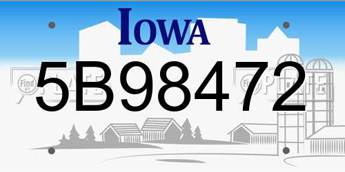 5B98472 Iowa License Plate