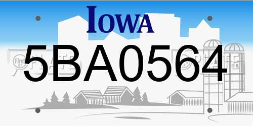 5BA0564 Iowa License Plate