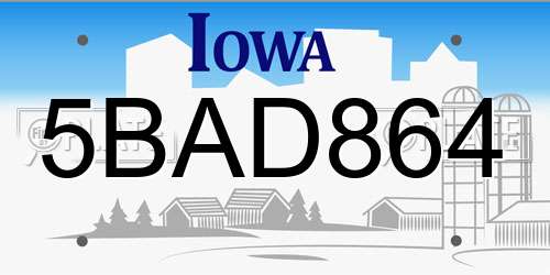 5BAD864 Iowa License Plate