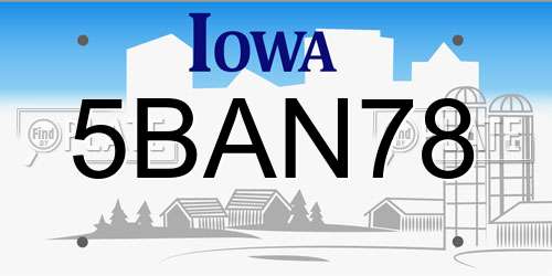 5BAN78 Iowa License Plate
