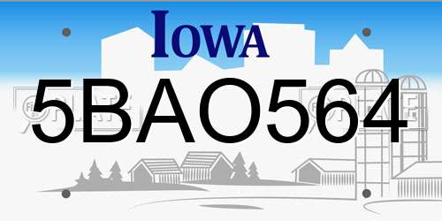 5BAO564 Iowa License Plate