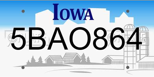 5BAO864 Iowa License Plate