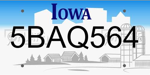 5BAQ564 Iowa License Plate