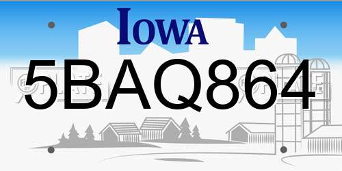 5BAQ864 Iowa License Plate