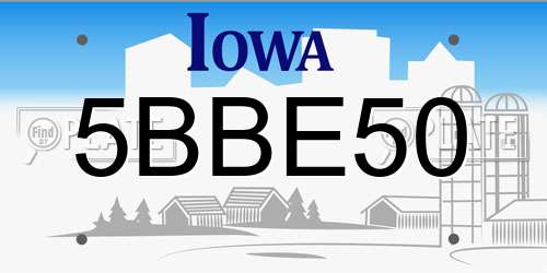 5BBE50 Iowa License Plate