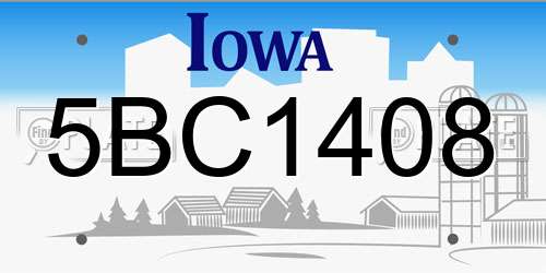 5BC1408 Iowa License Plate