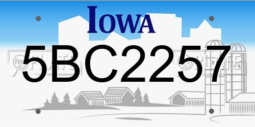 5BC2257 Iowa License Plate