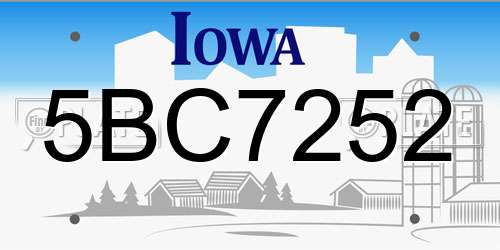 5BC7252 Iowa License Plate