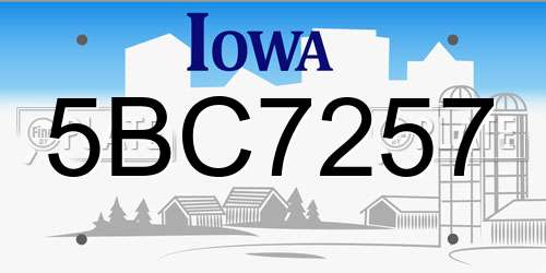 5BC7257 Iowa License Plate