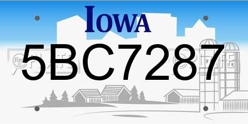 5BC7287 Iowa License Plate