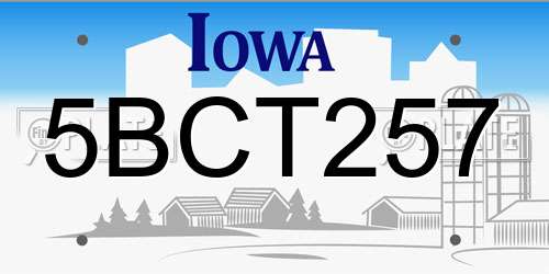 5BCT257 Iowa License Plate