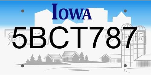 5BCT787 Iowa License Plate
