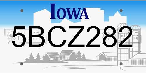 5BCZ282 Iowa License Plate
