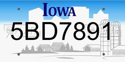 5BD7891 Iowa License Plate