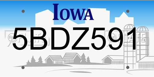 5BDZ591 Iowa License Plate