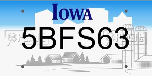 5BFS63 Iowa License Plate