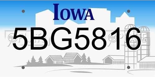 5BG5816 Iowa License Plate