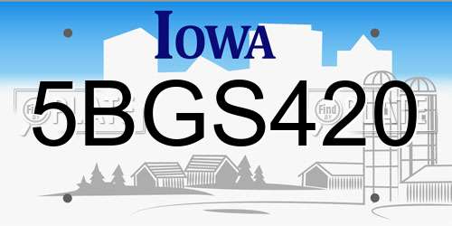 5BGS420 Iowa License Plate