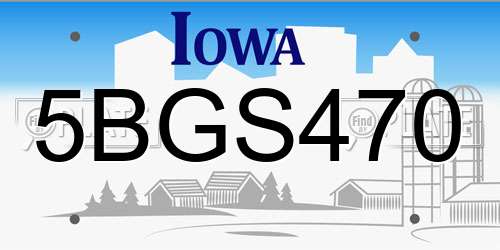 5BGS470 Iowa License Plate