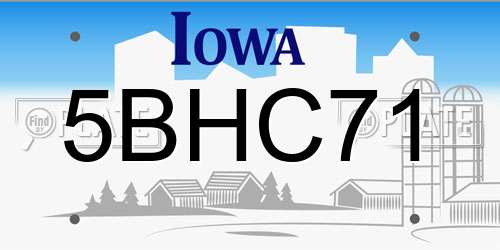 5BHC71 Iowa License Plate