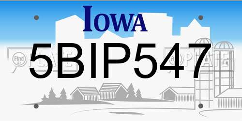 5BIP547 Iowa License Plate