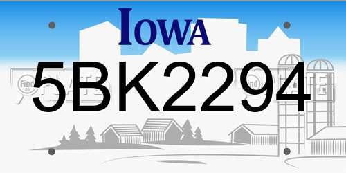 5BK2294 Iowa License Plate