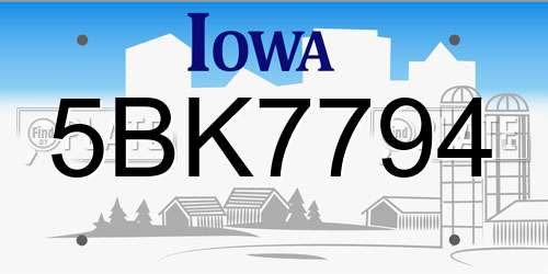 5BK7794 Iowa License Plate