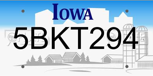5BKT294 Iowa License Plate