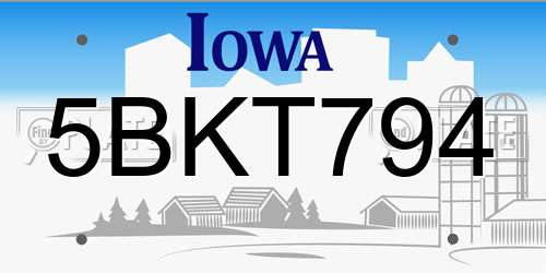 5BKT794 Iowa License Plate