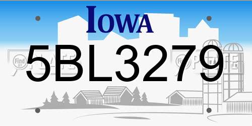 5BL3279 Iowa License Plate