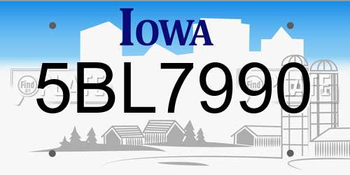 5BL7990 Iowa License Plate
