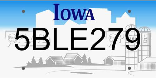5BLE279 Iowa License Plate
