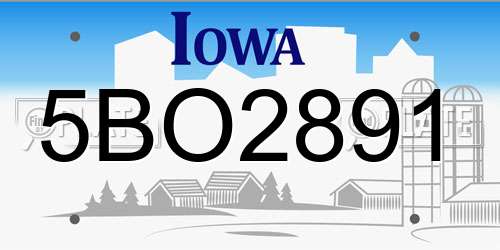 5BO2891 Iowa License Plate