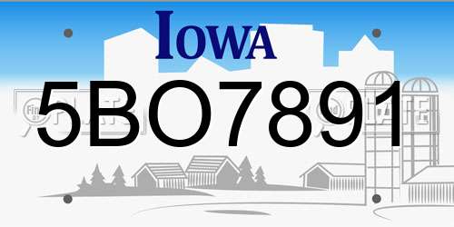 5BO7891 Iowa License Plate