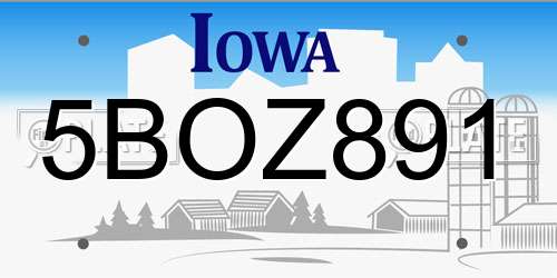 5BOZ891 Iowa License Plate