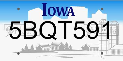 5BQT591 Iowa License Plate