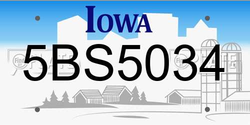 5BS5034 Iowa License Plate